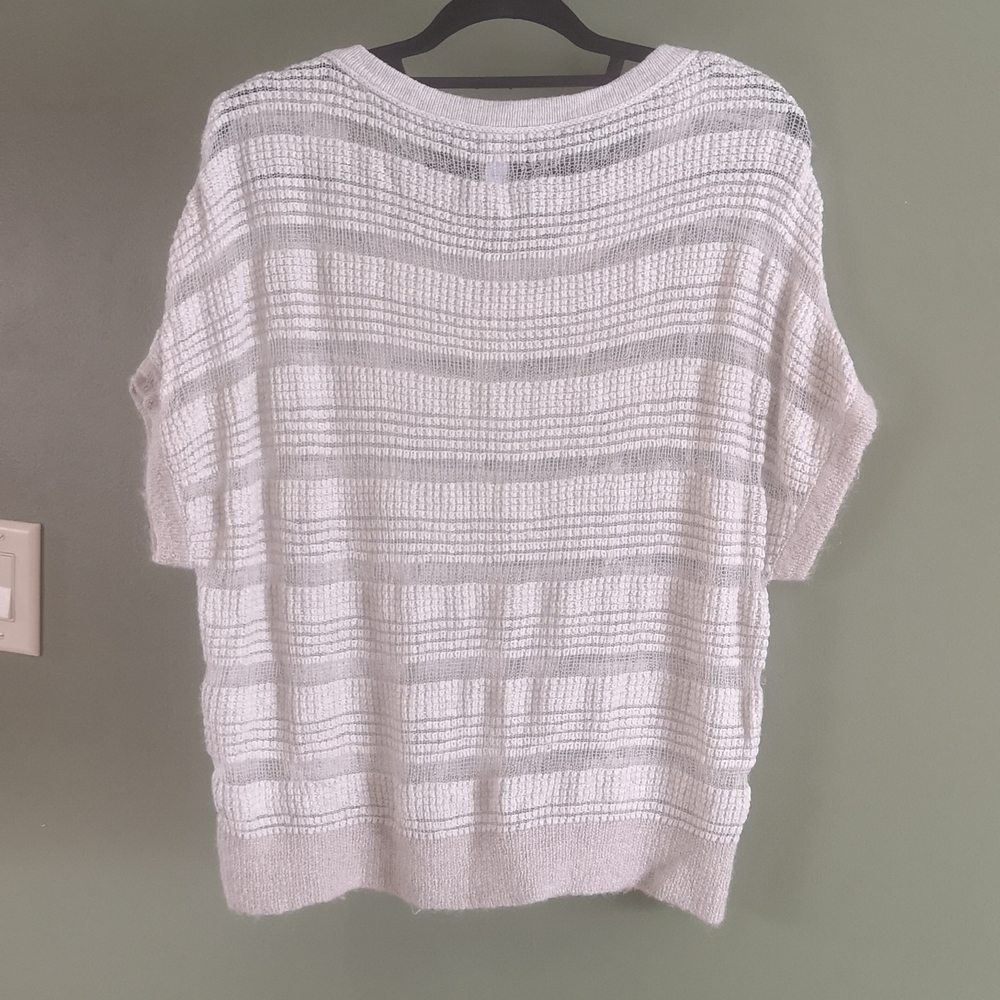 Saks Fifth Avenue Blue Label Wool Cashmere blend Pullover Drop Cap Sleeve Sz M - Picture 2 of 16